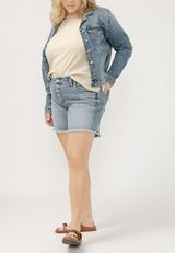 Plus Size Silver Jeans Co.&reg; Mid Rise Button Fly 6in Boyfriend Short, , small