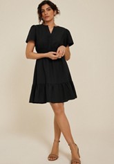 Smocked Bubble Sleeve Skater Dress