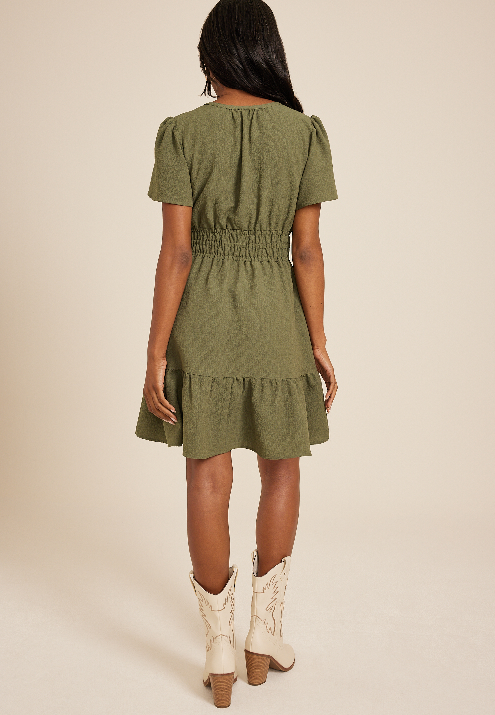 Solene Dress, DUSTY OLIVE, large