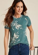24/7 Kennedy Floral Crew Neck Tee, C4243, small