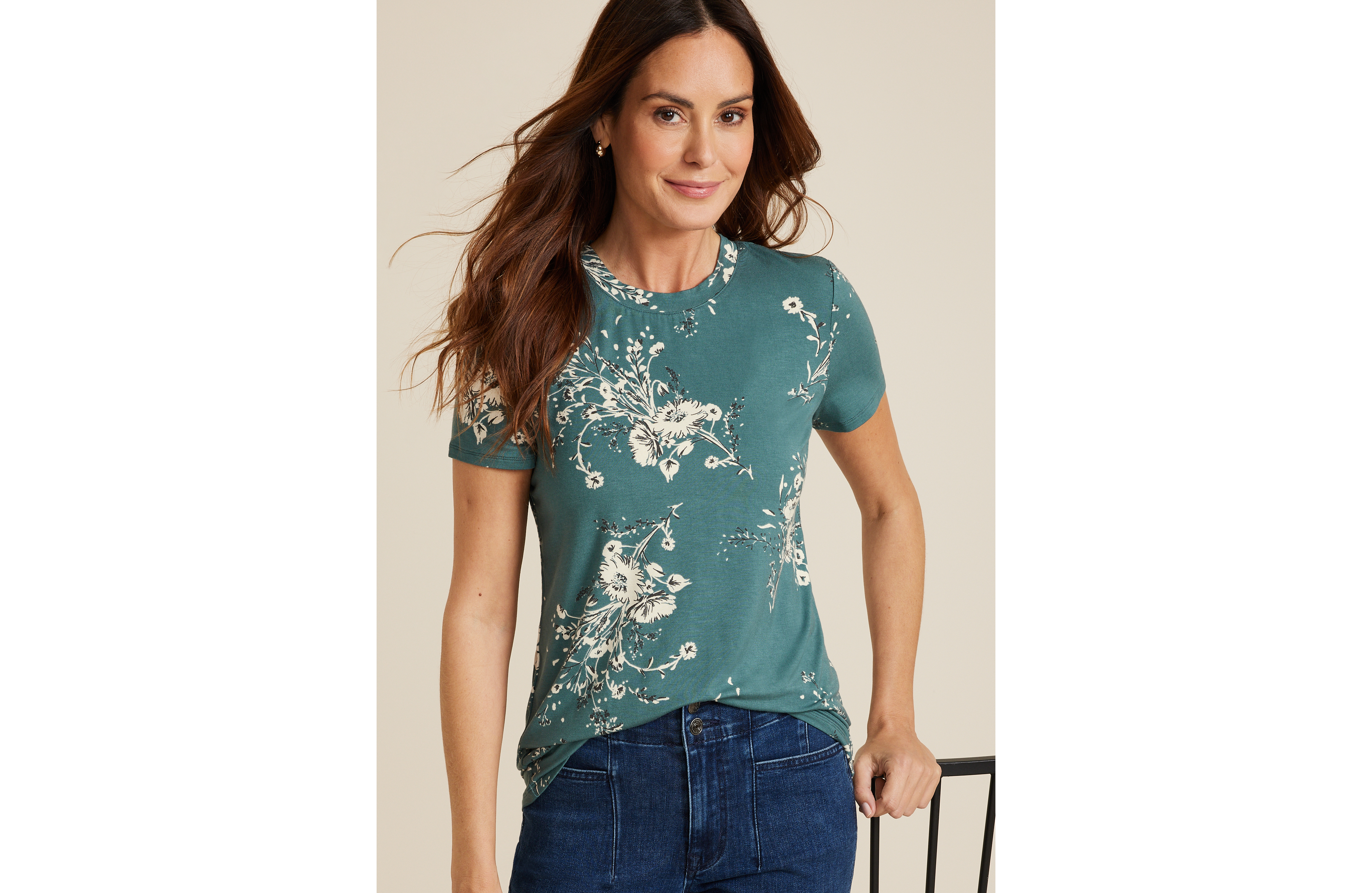 24/7 Kennedy Floral Crew Neck Tee