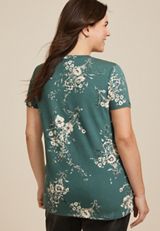 Plus Size 24/7 Kennedy Floral Crew Neck Tee, C4243, small