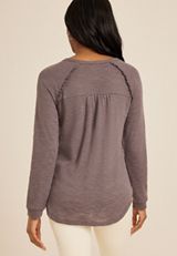 Raglan Long Sleeve Ruffle Trim Tee, C5975, small