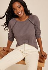 Raglan Long Sleeve Ruffle Trim Tee, C5975, small