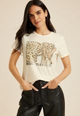 MTV Classic Fit Graphic Tee, ECRU, small