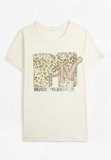 MTV Classic Fit Graphic Tee, ECRU, small