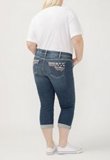Plus Size Silver Jeans Co.&reg; Suki Curvy Mid Rise Americana Cuffed Hem Capri, C258, small