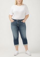 Plus Size Silver Jeans Co.&reg; Suki Curvy Mid Rise Americana Cuffed Hem Capri, C258, small