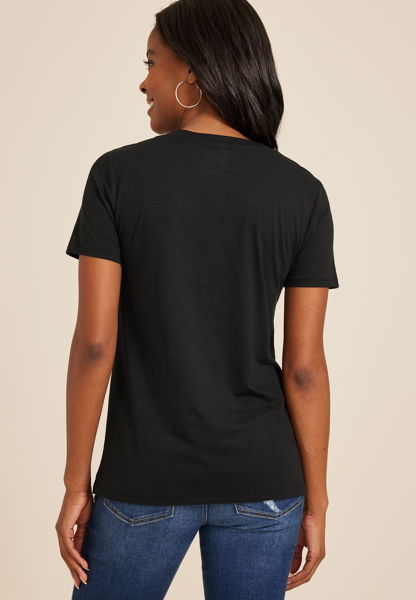 24/7 Dawson V Neck Tee, BLACK, large