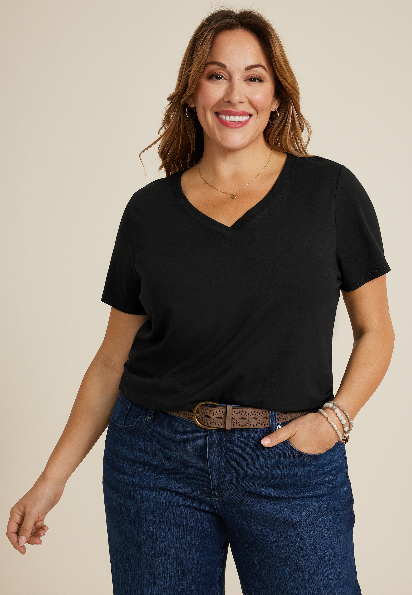 Plus Size 24/7 Dawson V Neck Tee