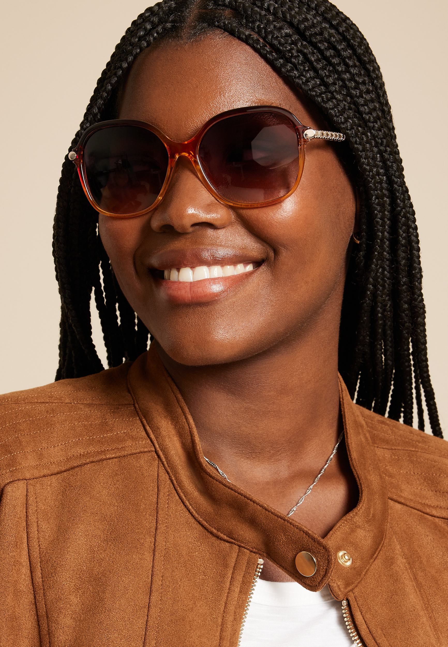 Oversized Brown Ombre Round Sunglasses, C115, large