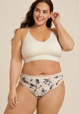 True Stretch High Waist Jersey Floral Bikini Panty, C1524, small