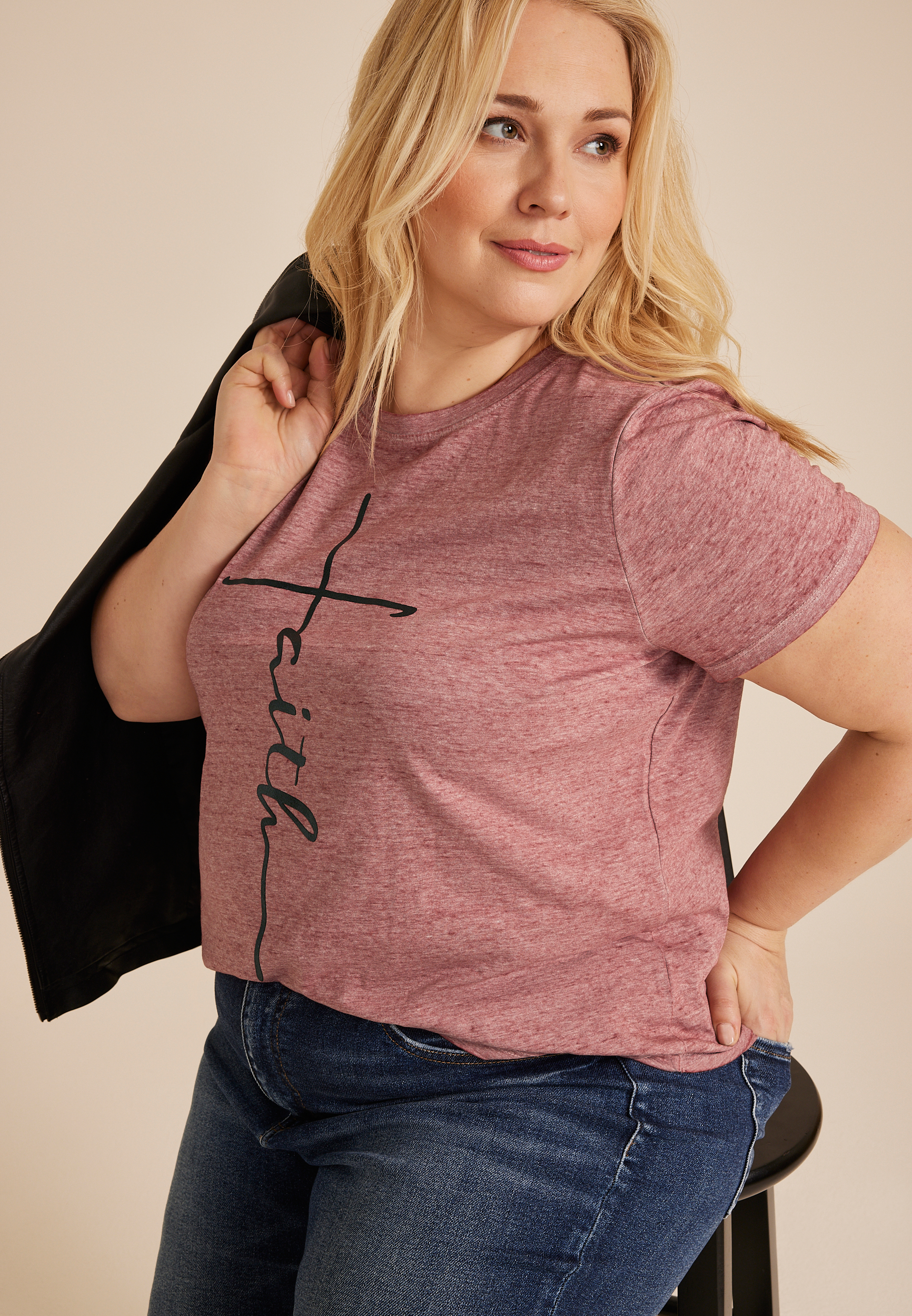 Plus Size Faith Classic Fit Graphic Tee, VINTAGE PINK, large