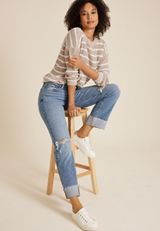 edgely&trade; High Rise Raw Cuff Hem Relaxed Straight Jean, C3337, small