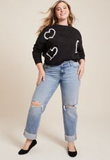 Plus Size edgely&trade; High Rise Raw Cuff Hem Relaxed Straight Jean, , small