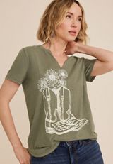 Western Floral Boots Classic Fit Graphic Tee, , small