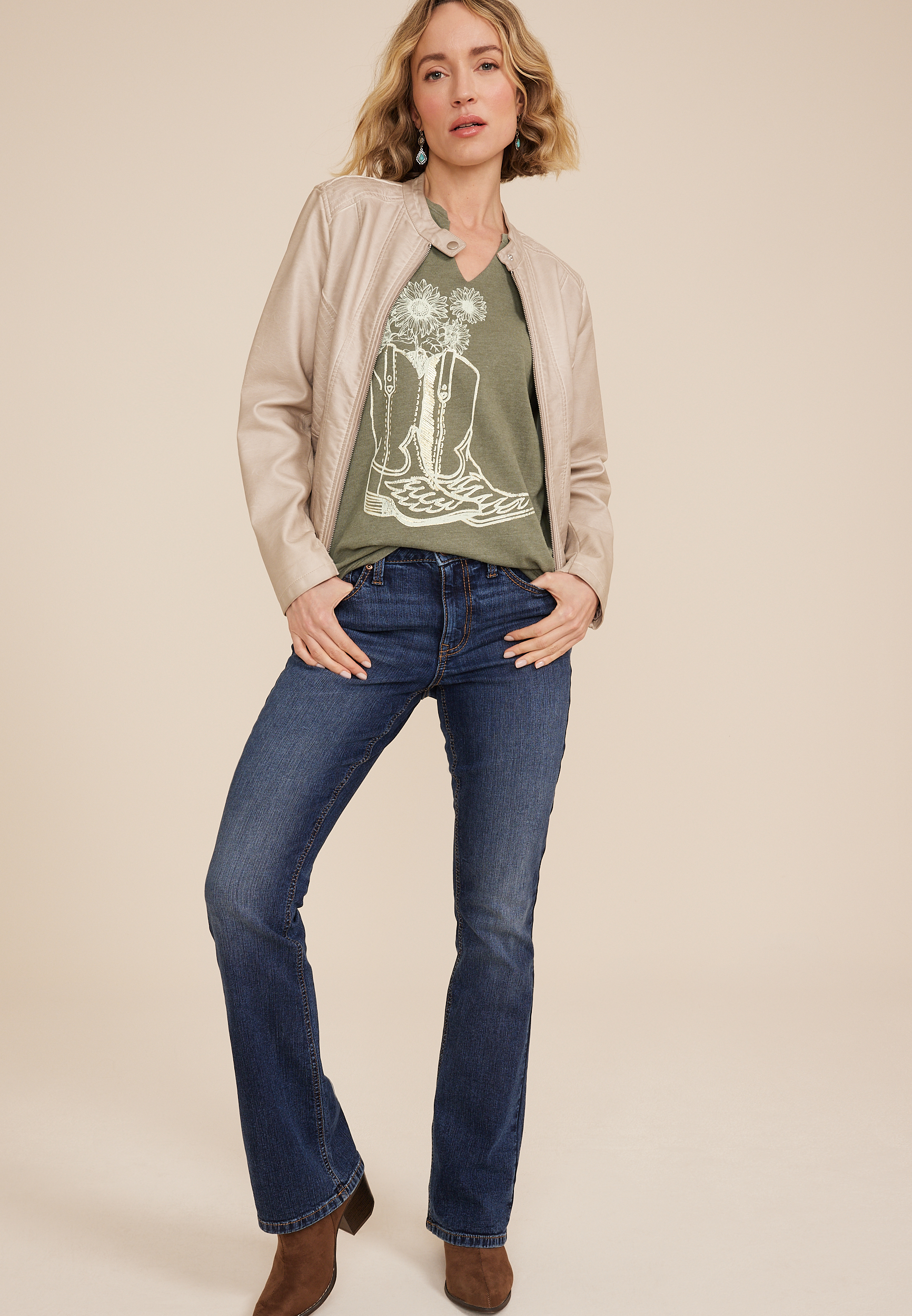 Western Floral Boots Classic Fit Graphic Tee, , large
