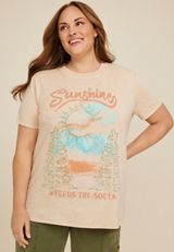 Plus Size Sunshine Feeds The Soul Oversized Fit Graphic Tee, , small