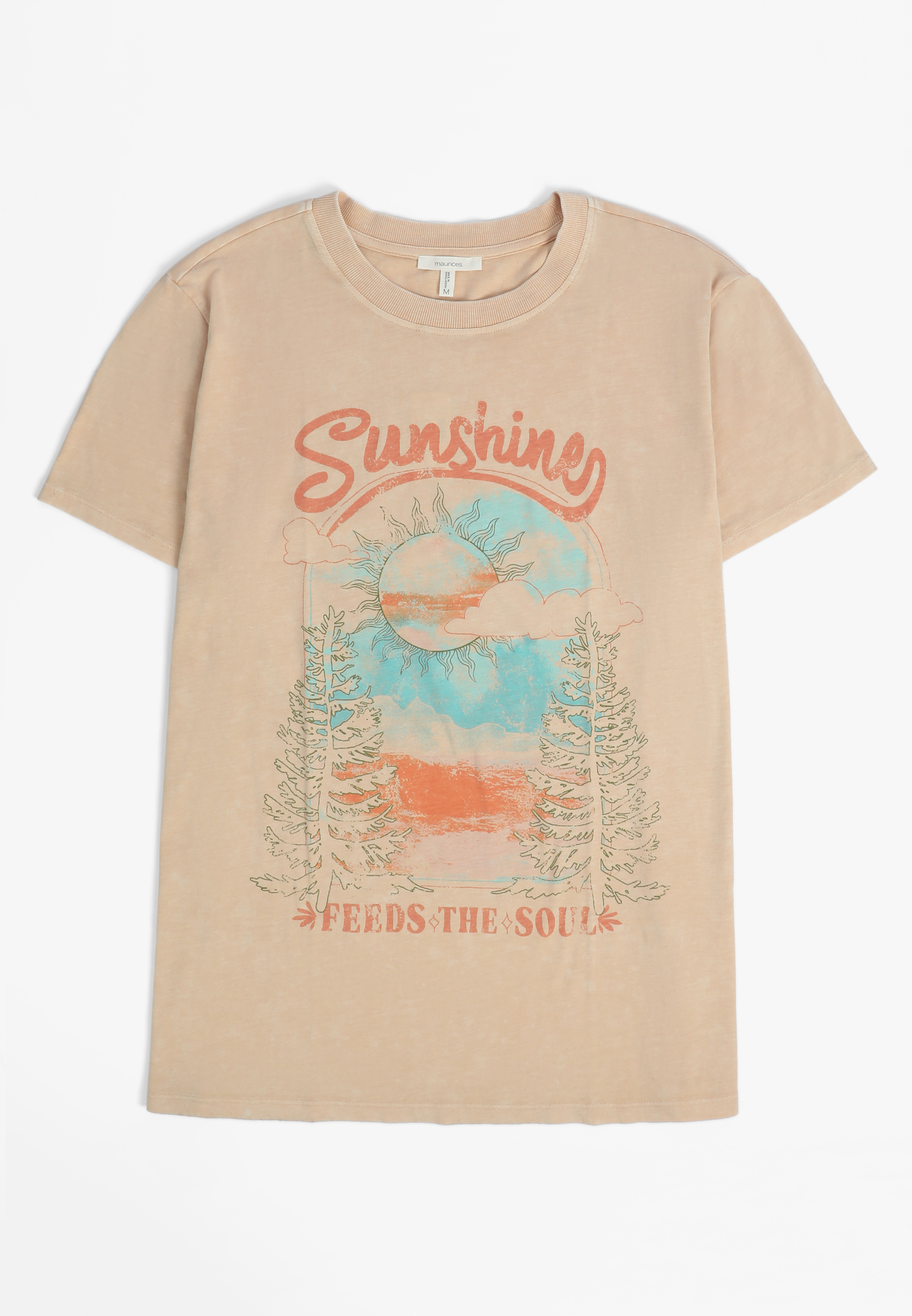 Plus Size Sunshine Feeds The Soul Oversized Fit Graphic Tee, , large