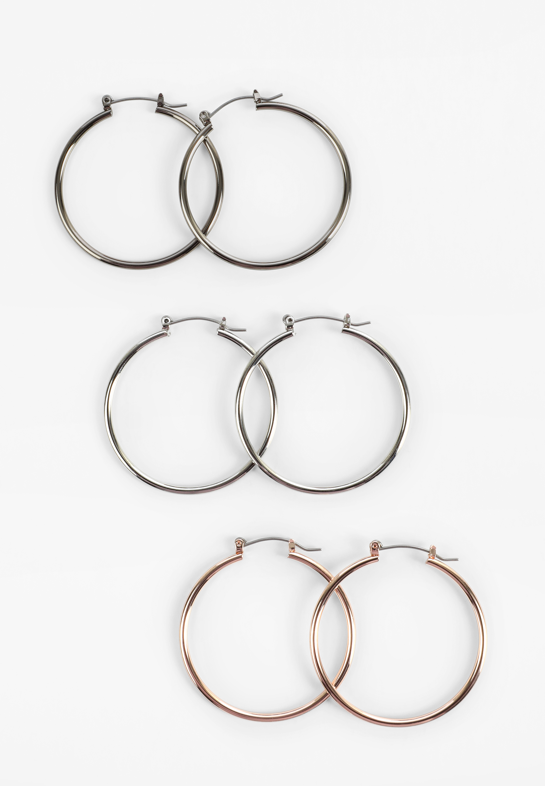 3 Pack Mixed Metal Hoop Earrings
