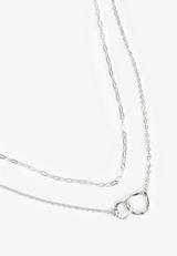 Silver Intertwined Circles Layered Necklace, , small