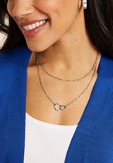 Silver Intertwined Circles Layered Necklace, , small