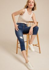 m jeans by maurices&trade; Dark High Rise Button Fly Capri, , small