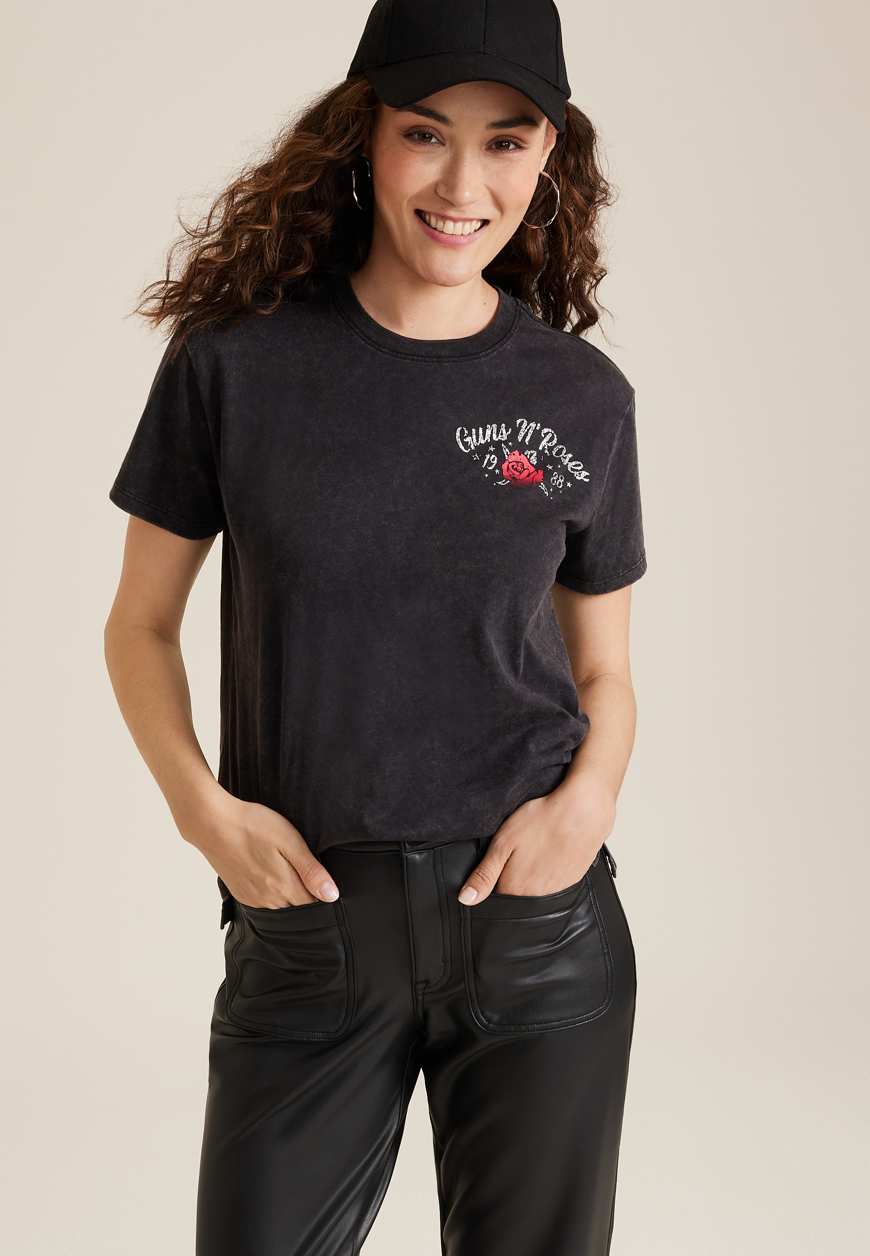 Guns N Roses Relaxed Fit Graphic Tee, C106, large