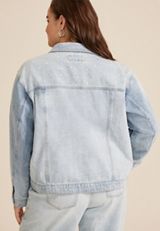 Plus Size Light Nonstretch Sparkle Denim Jacket, C2806, small