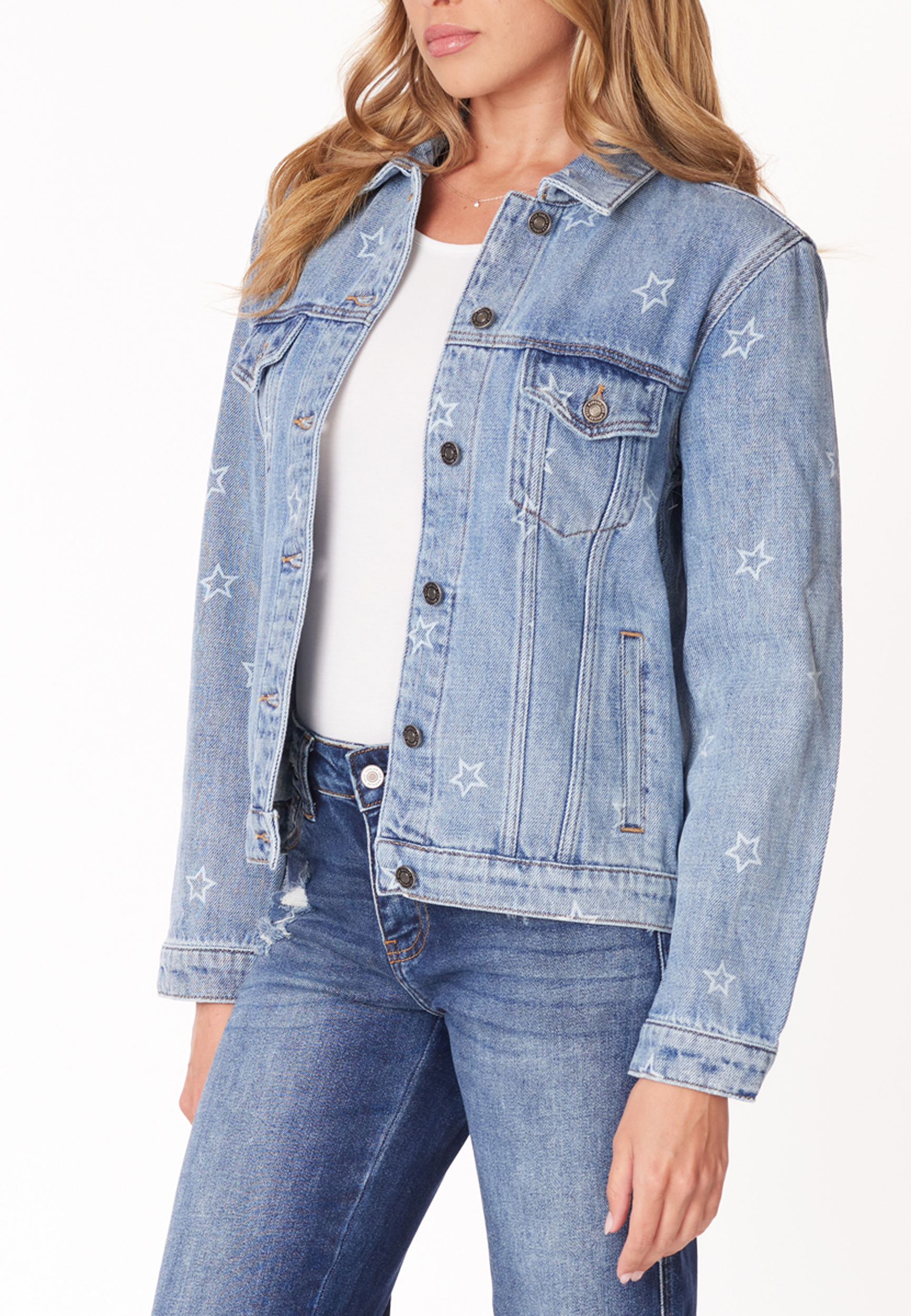 KanCan&trade; Star Denim Trucker Jacket, C2806, large