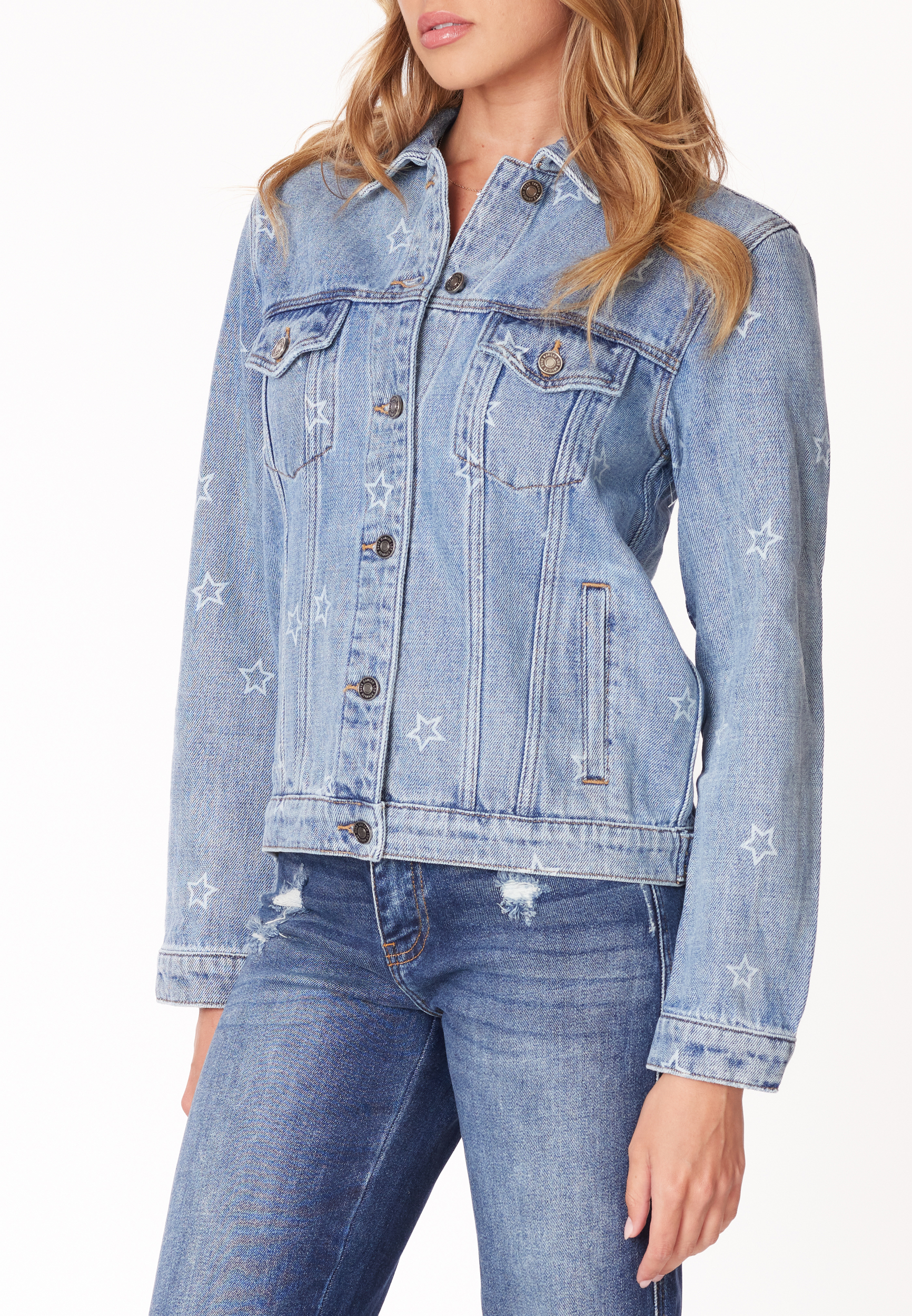 KanCan&trade; Star Denim Trucker Jacket, C2806, large