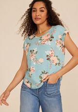 24/7 Clara Floral Short Sleeve Tee, MULTI, small