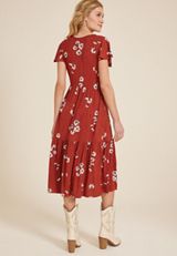 24/7 Flutter Sleeve Floral Midi Dress, C1570, small