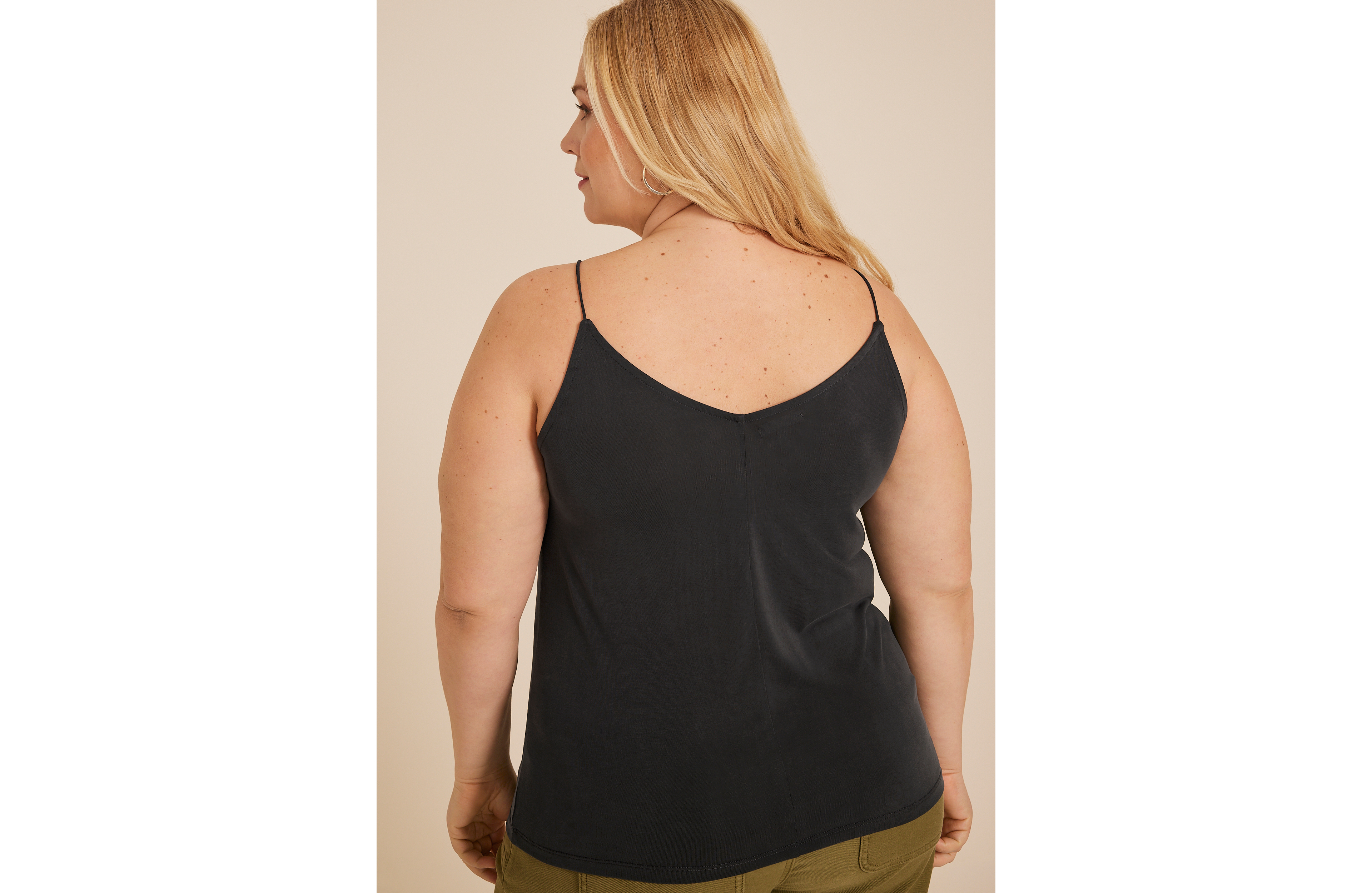 Plus Sandwash Lace Trim V Neck Swing Cami
