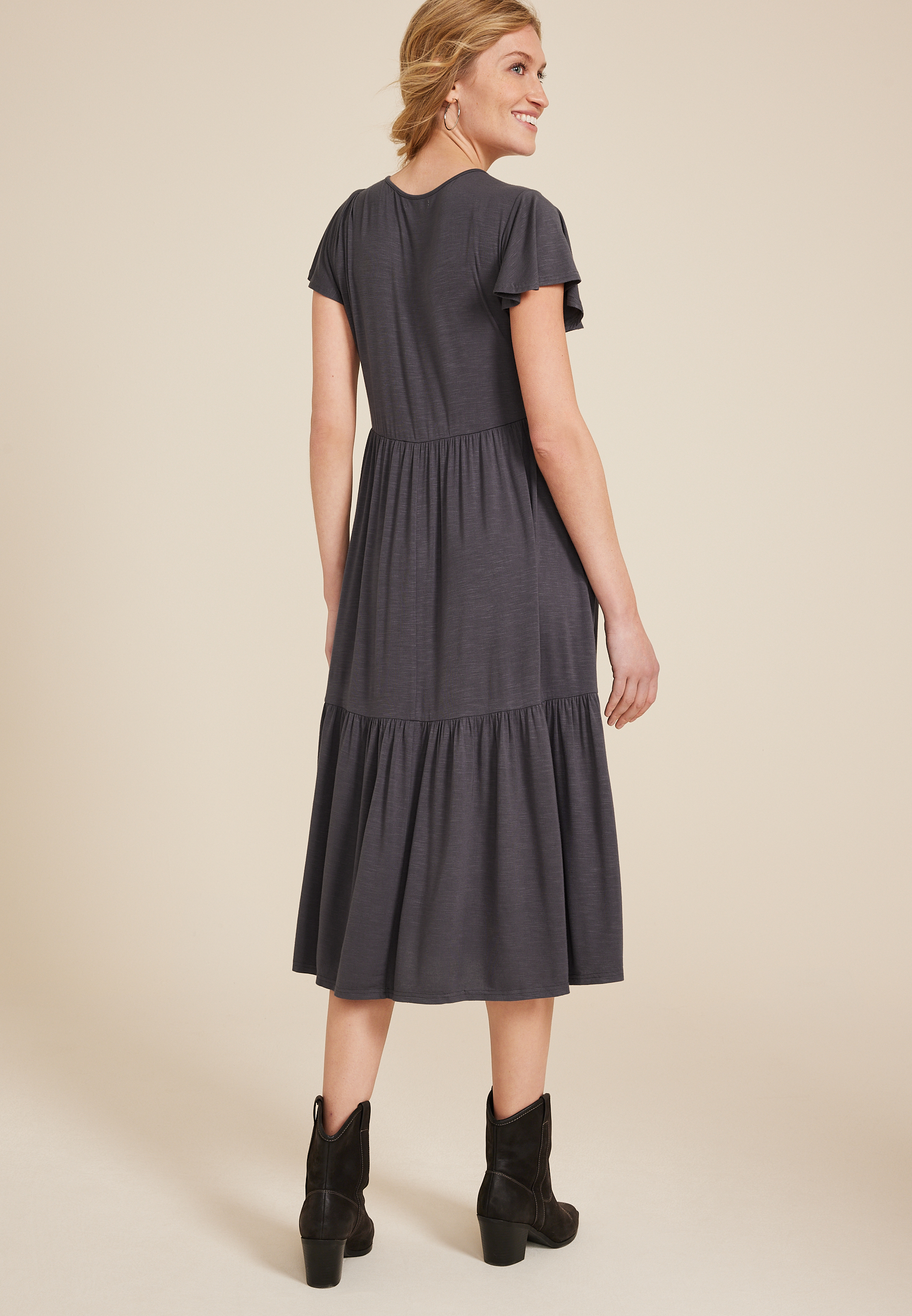 24/7 Flutter Sleeve Midi Dress, C3253, large