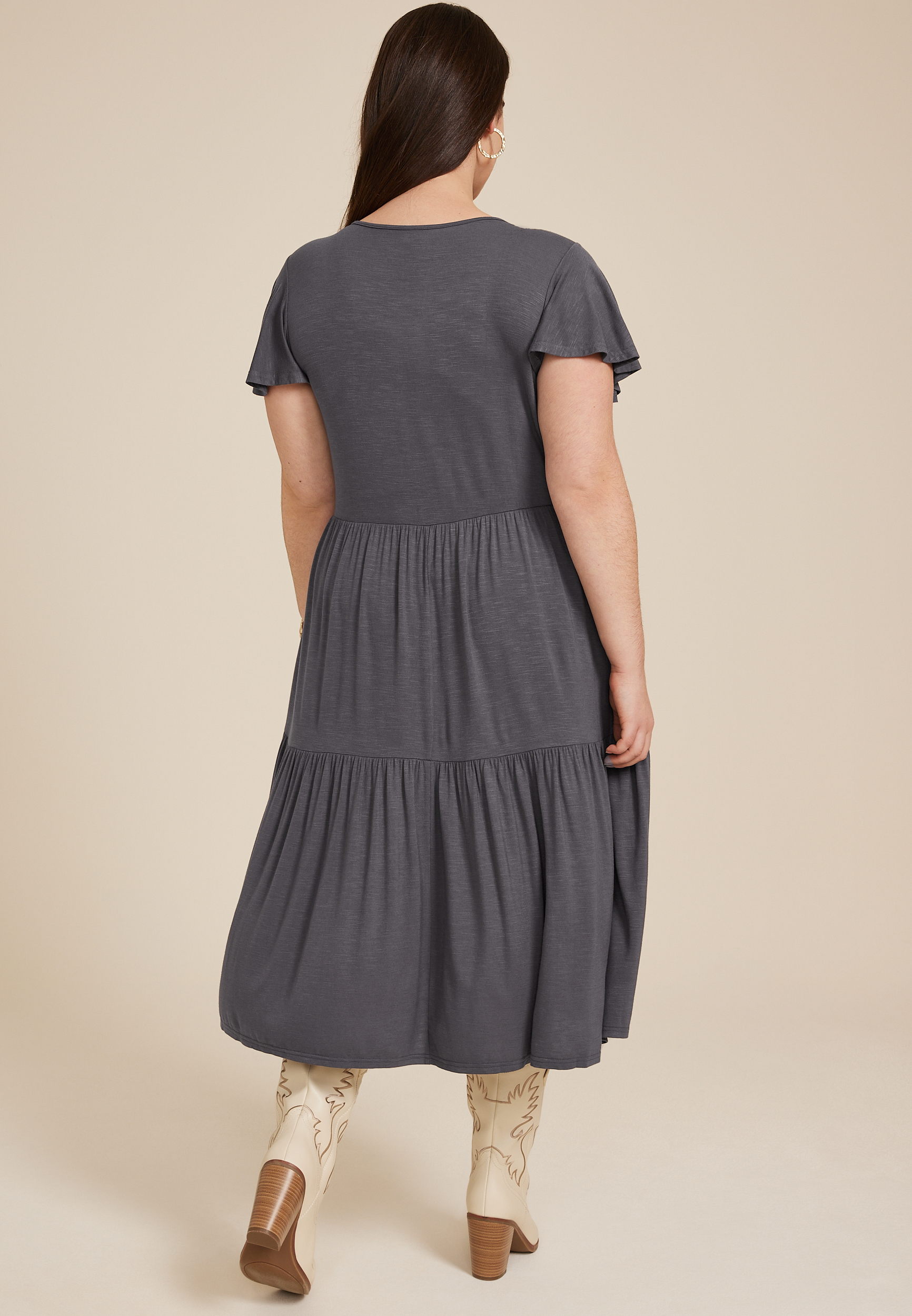 Plus Size 24/7 Flutter Sleeve Midi Dress, C3253, large