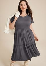 Plus Size 24/7 Flutter Sleeve Midi Dress, C3253, small