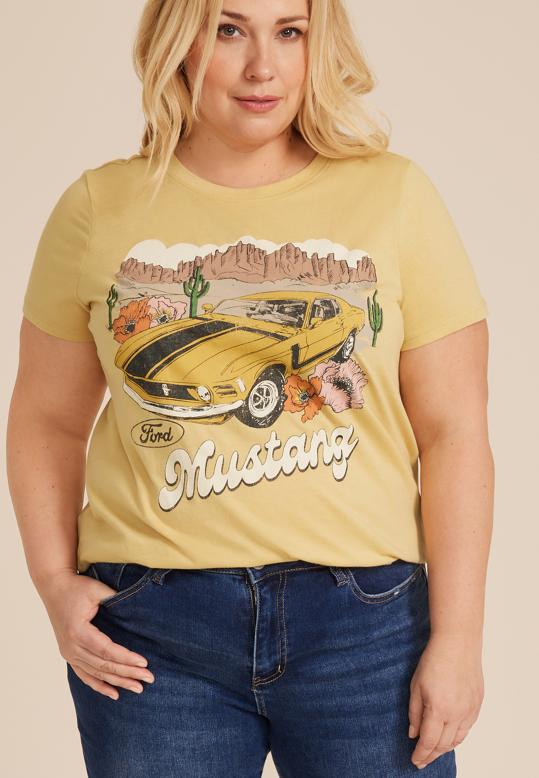 Plus Size Mustang Classic Fit Graphic Tee, C605, large