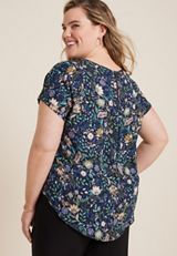 Plus Size Delton Zipper Back Blouse, , small