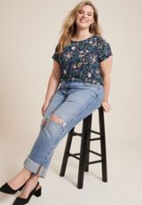 Plus Size Delton Zipper Back Blouse, , small
