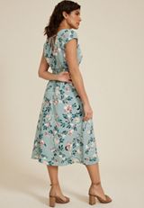 Floral Smocked Waist Midi Dress, C9827, small