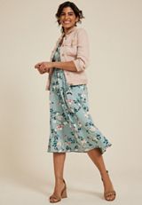 Floral Smocked Waist Midi Dress, C9827, small