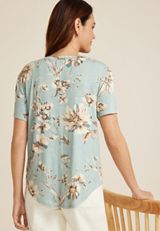 24/7 Floral V Neck Tee, C8241, small