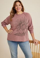 Plus Size Sunflower Relaxed Fit Sweatshirt, C3343, small
