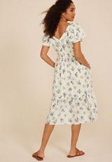 Flutter Smocked Midi Dress, WHITE COMBO, small