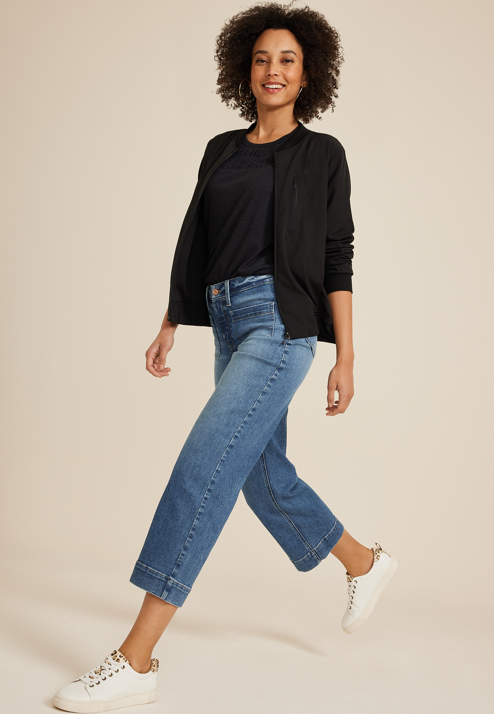 m jeans by maurices&trade; High Rise Patch Pocket Wide Leg Cropped Jean, C3337, large