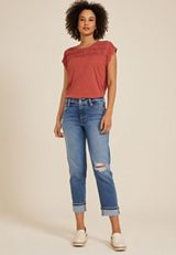 m jeans by maurices&trade; High Rise Boyfriend Straight Cropped Jean, , small