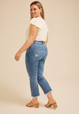 Plus Size Flying Monkey&trade; Mid Rise Frayed Hem Slim Straight Ankle Jean, C3337, small