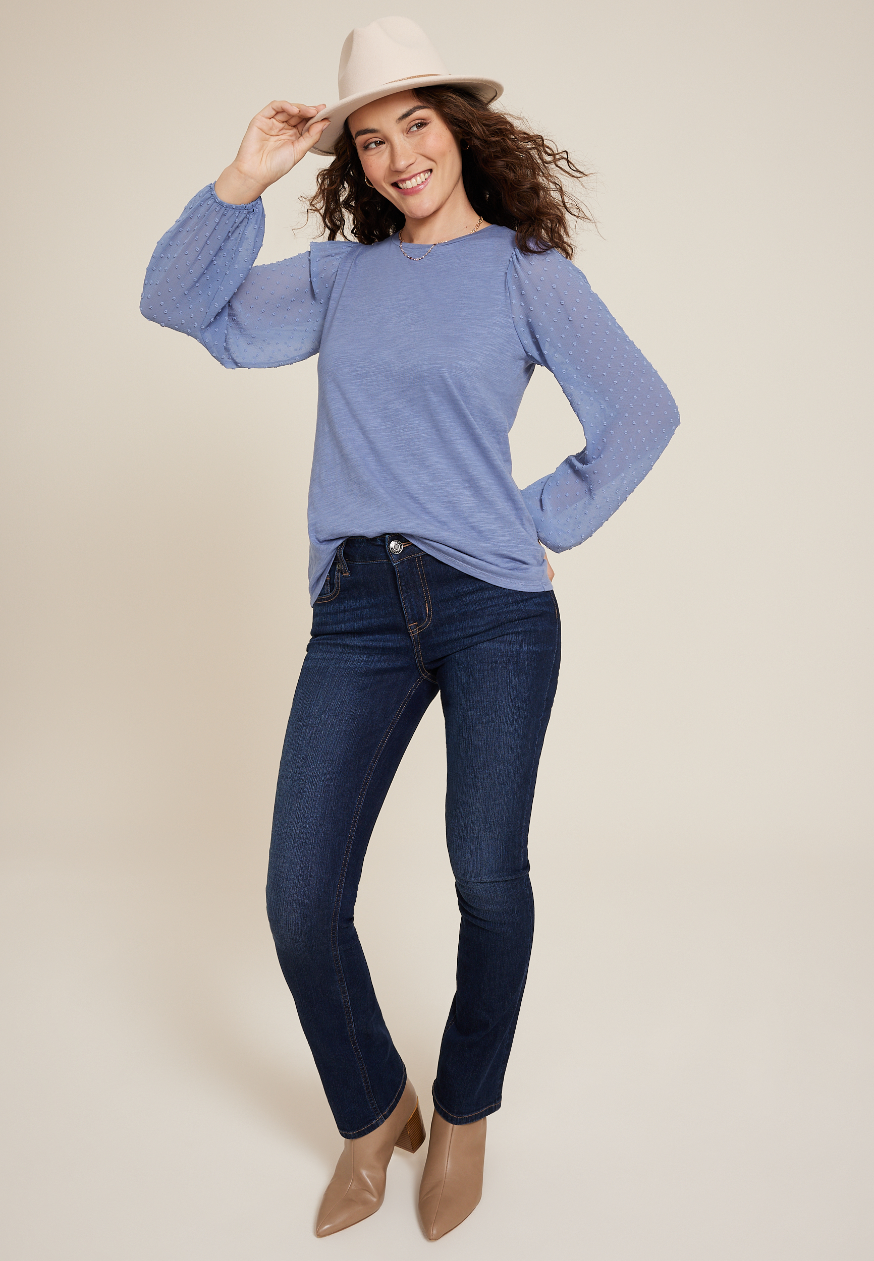 Clip Dot Sleeve Top, C9727, large