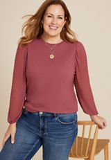 Plus Size Clip Dot Sleeve Top, C5953, small